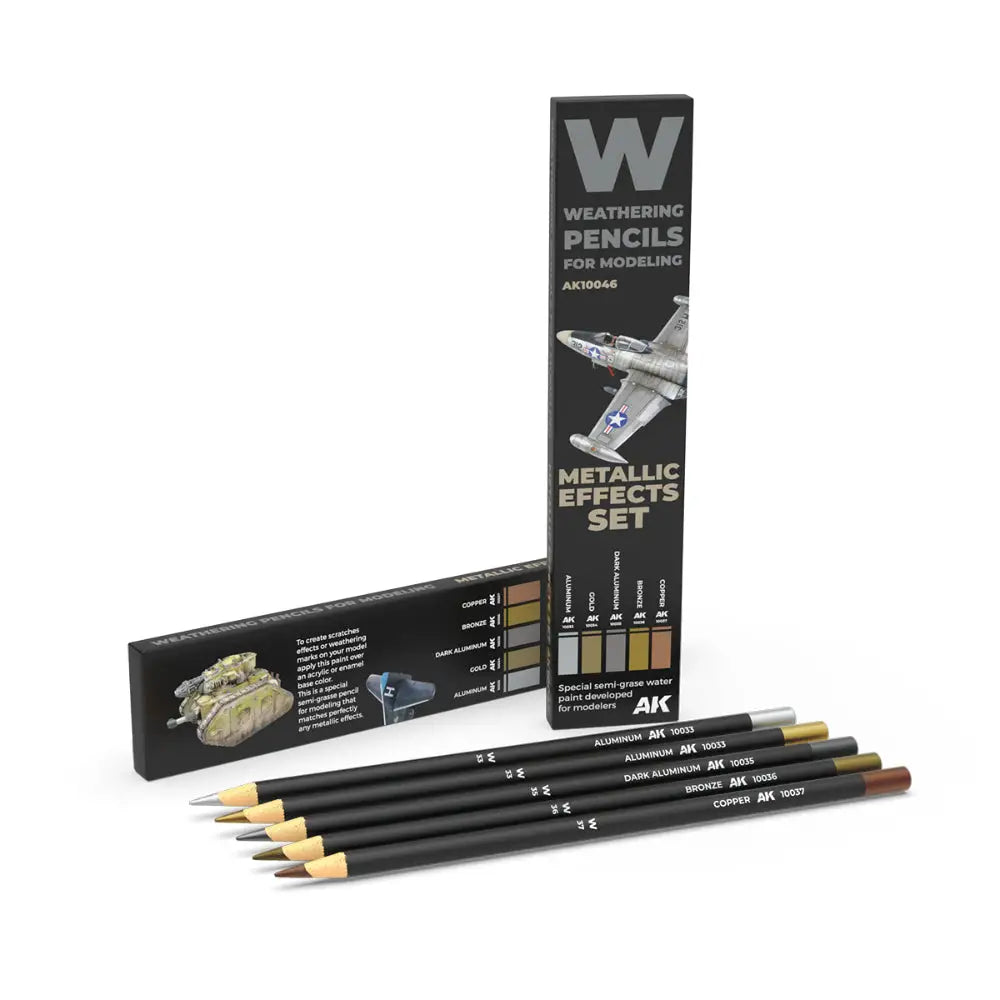 AK Interactive Weathering Pencil Set Metallics - Paint & Tools