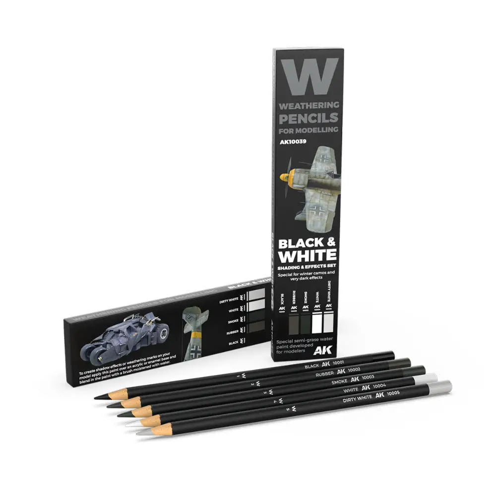 AK Interactive Weathering Pencil Set Black and White - Paint & Tools