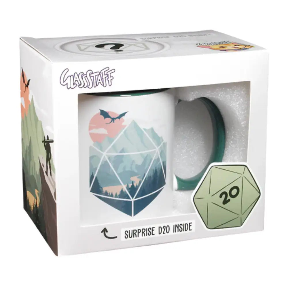A D20 Scene Coffee Mug with Surprise D20 - Gifts