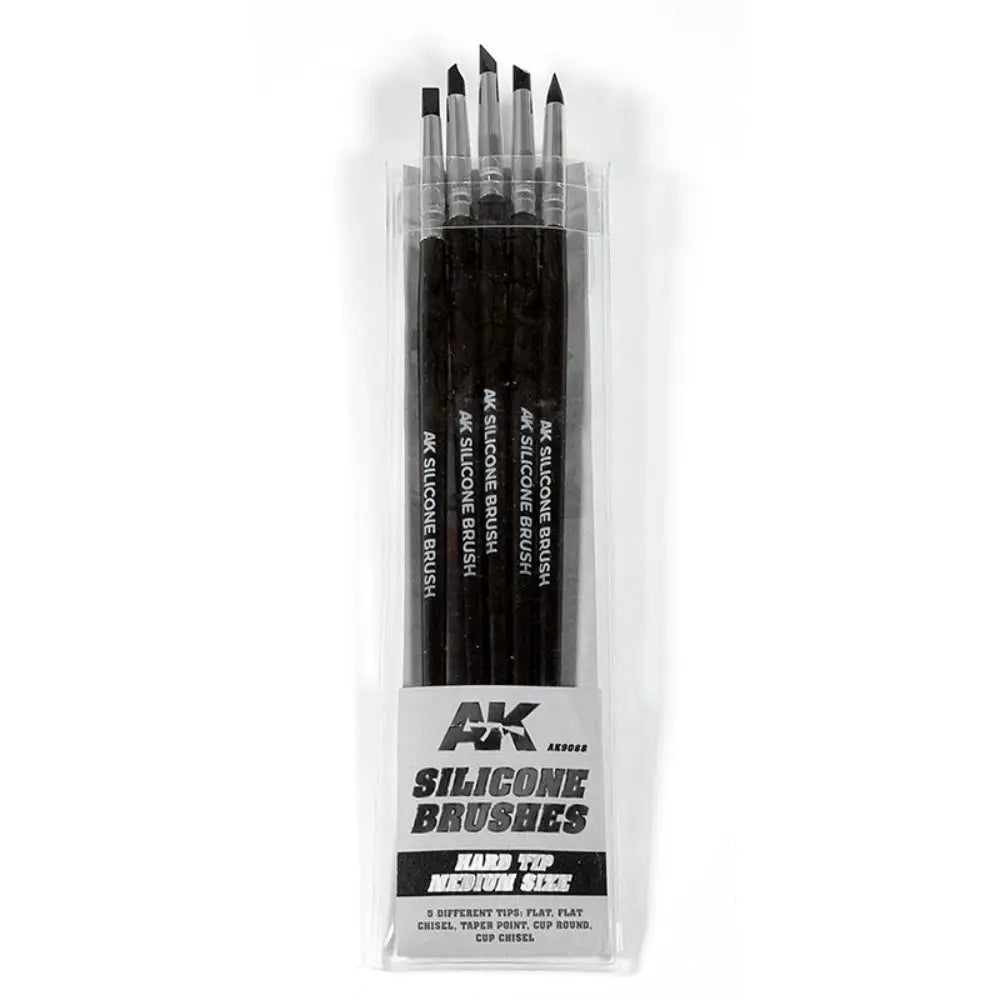 AK Interactive Silicone Brushes Hard Tip Medium (5) - Paint & Tools