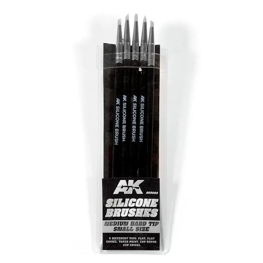 AK Interactive Silicone Brushes Moderate Hard Tip Small (5) - Paint & Tools