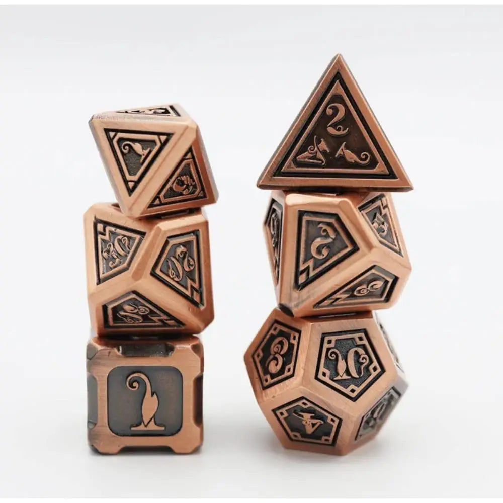 Alchemist Copper Metal Polyhedral (D&D) Dice Set (7) Dice & Dice Supplies Foam Brain Games   