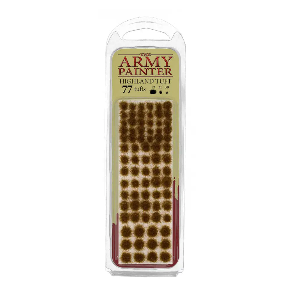 The army painter highland tuft basing kit contains 77 brown fuzzy tufts for miniature painting use