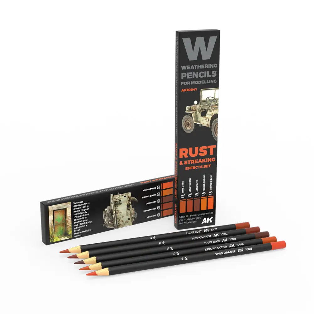 AK Interactive Weathering Pencil Set Rust and Streaking - Paint & Tools