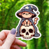 Baby Cat Wizard On Skull Sticker - Toys & Gifts