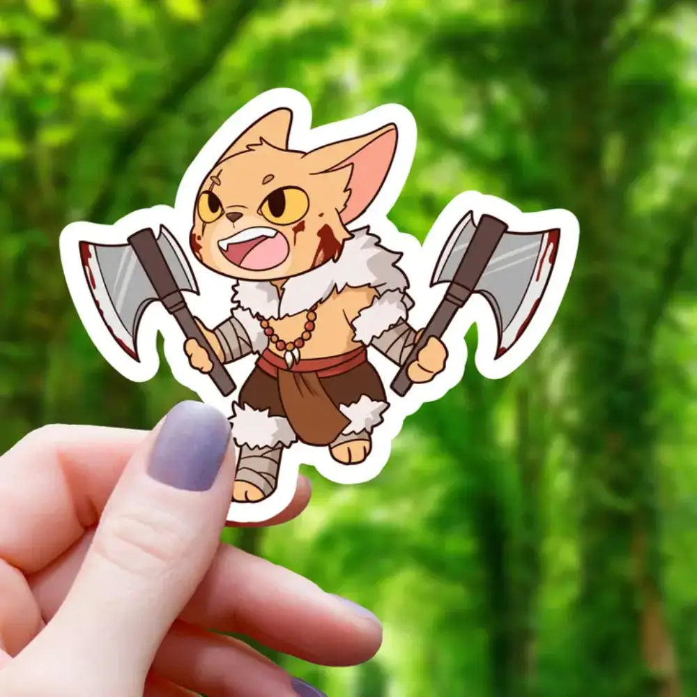 Barbarian Cat Orange Sticker Toys & Gifts Mimic Gaming Co   