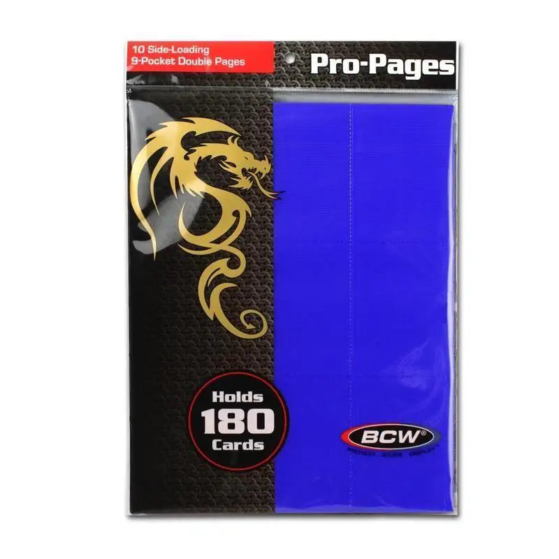BCW Side Loading 18-Pocket Pro Pages - Blue - Card Games