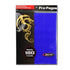 Bcw side loading 18-pocket pro pages blue card protector with gold dragon design on black textured side back view