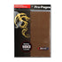 Brown translucent plastic bcw pro-pages side loading 18-pocket card protector with gold dragon design on black textured side
