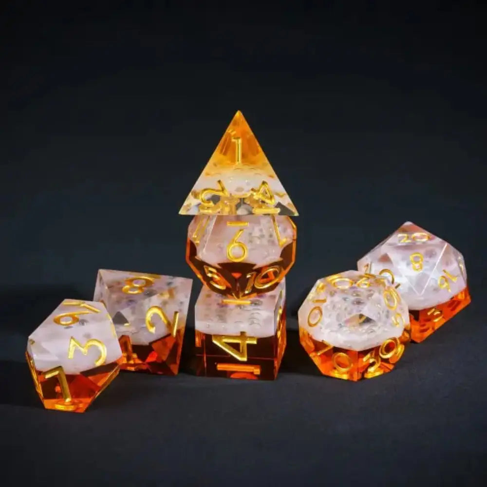 Beer Bubbles Sharp Edge Resin Polyhedral (D&D) Dice Set (7) - Dice & Dice Supplies