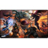 Behold playmat rectangular gaming mat with vibrant orange and blue fantasy battle scene featuring a green multi-eyed monster
