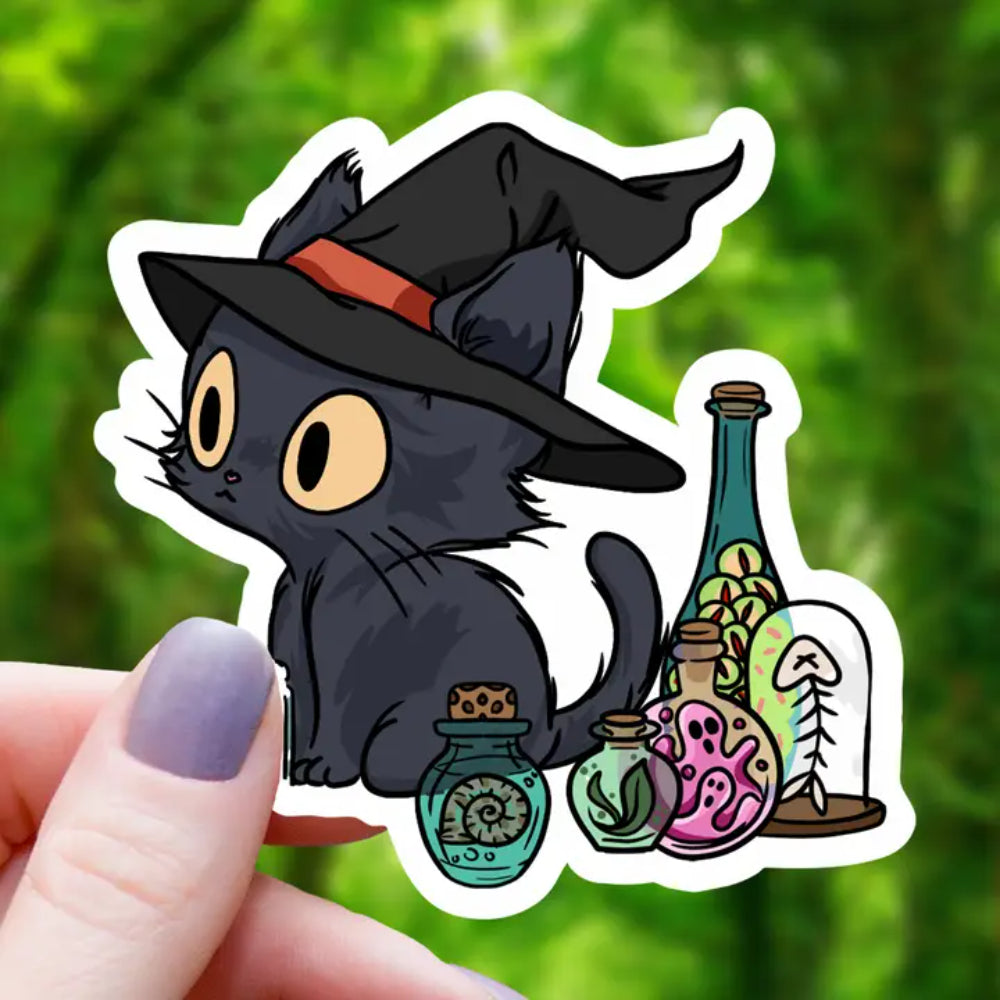 Black Cat Among Potions Sticker - Gifts