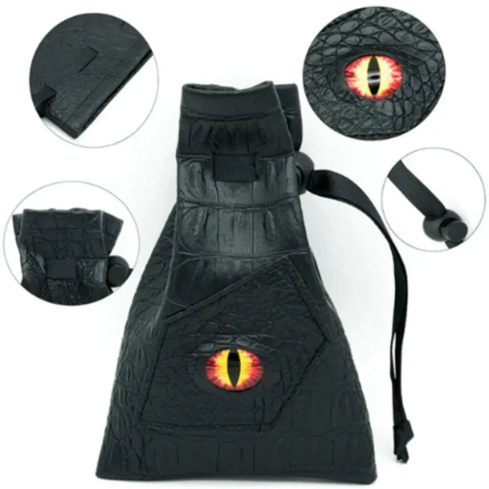 Black Leatherette Fire Demon Eye Dice Bag Dice & Dice Supplies Foam Brain Games   