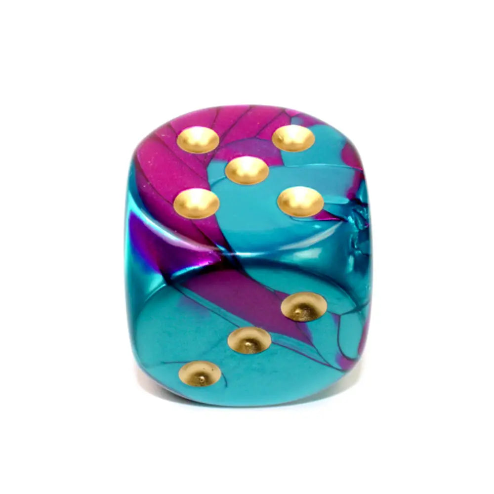 Block of Bludgeoning 50mm D6 w/Pips - Gemini Purple-Teal w/Gold - Dice & Dice Supplies