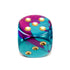 Block of Bludgeoning 50mm D6 w/Pips - Gemini Purple-Teal w/Gold - Dice & Dice Supplies