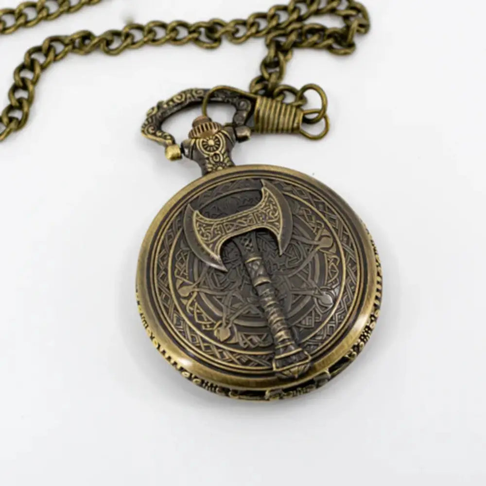 Bloodaxe Brass Pocket Watch with Micro Mini Metal Polyhedral Dice Set (7) - Dice & Dice Supplies