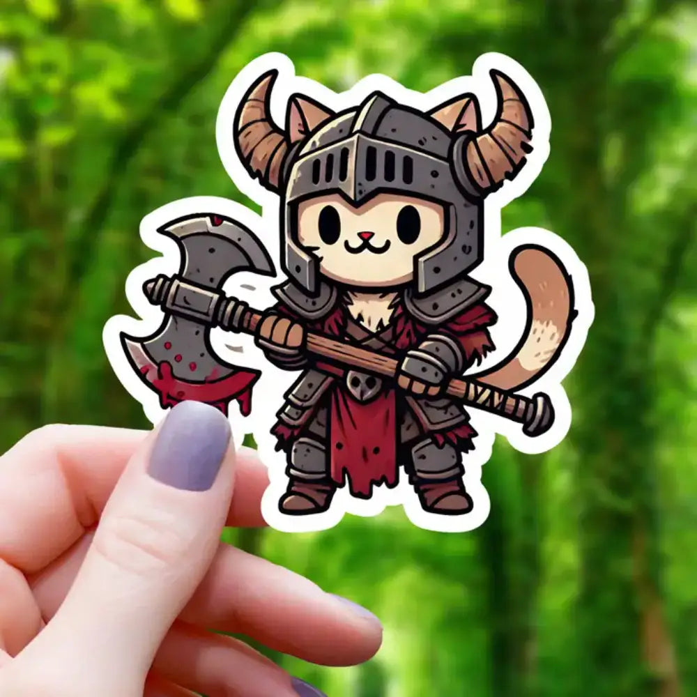 Bloody Cat Barbarian Sticker - Gifts
