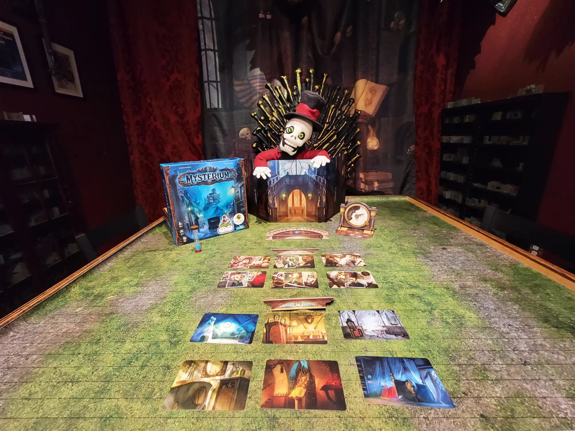 A board game with a spooky, mystery theme.