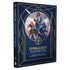Deep blue hardcover stormlight handbook with gold embossed geometric borders and three armored fantasy characters on cover
