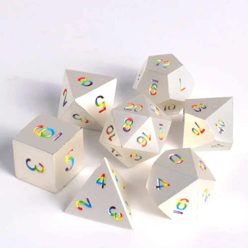 Bright Rainbow Metal Dice Polyhedral (D&D) Dice Set (7) - Dice & Dice Supplies