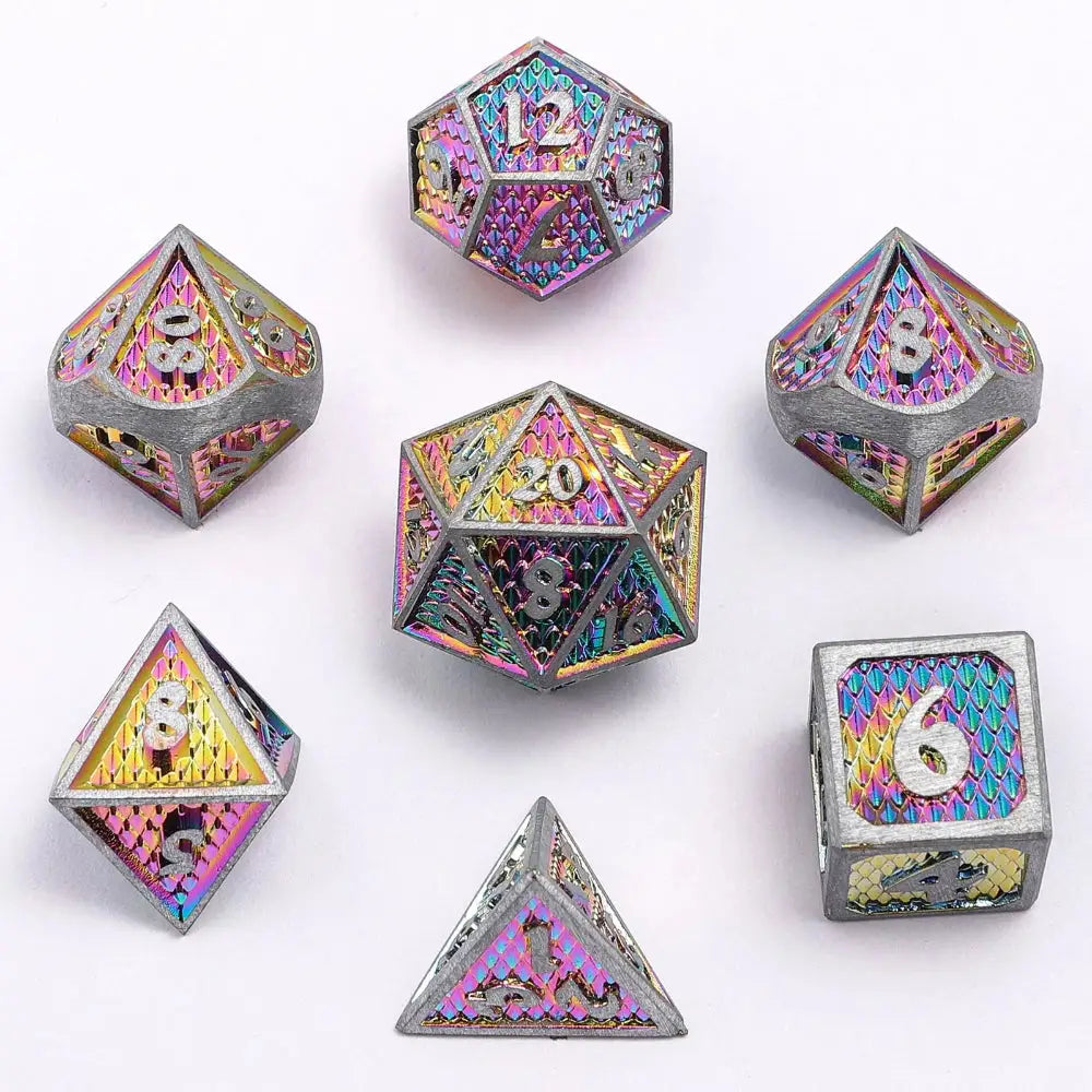 Brushed Rainbow Mini Metal Polyhedral Dice Set (7) - Dice & Dice Supplies