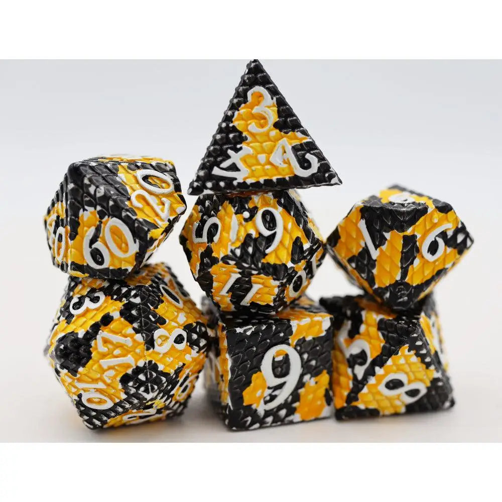 Bumblebee Dragon Scale Metal Polyhedral (D&D) Dice Set (7) Dice & Dice Supplies Foam Brain Games   