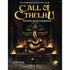 Golden intricately detailed multi-horned serpentine winged statue on stone steps with flaming braziers for call of cthulhu rpg investigator handbook