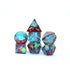 Captured Magic Blue Red Sharp Edge Resin Polyhedral (D&D) Dice Set (7) - Dice & Dice Supplies
