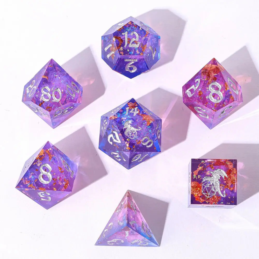 Captured Magic Gilded Storm Sharp Edge Resin Polyhedral (D&D) Dice Set (7) - Dice & Dice Supplies