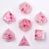 Captured Magic Sakura Blossom Sharp Edge Resin Polyhedral (D&D) Dice Set (7) - Dice & Dice Supplies