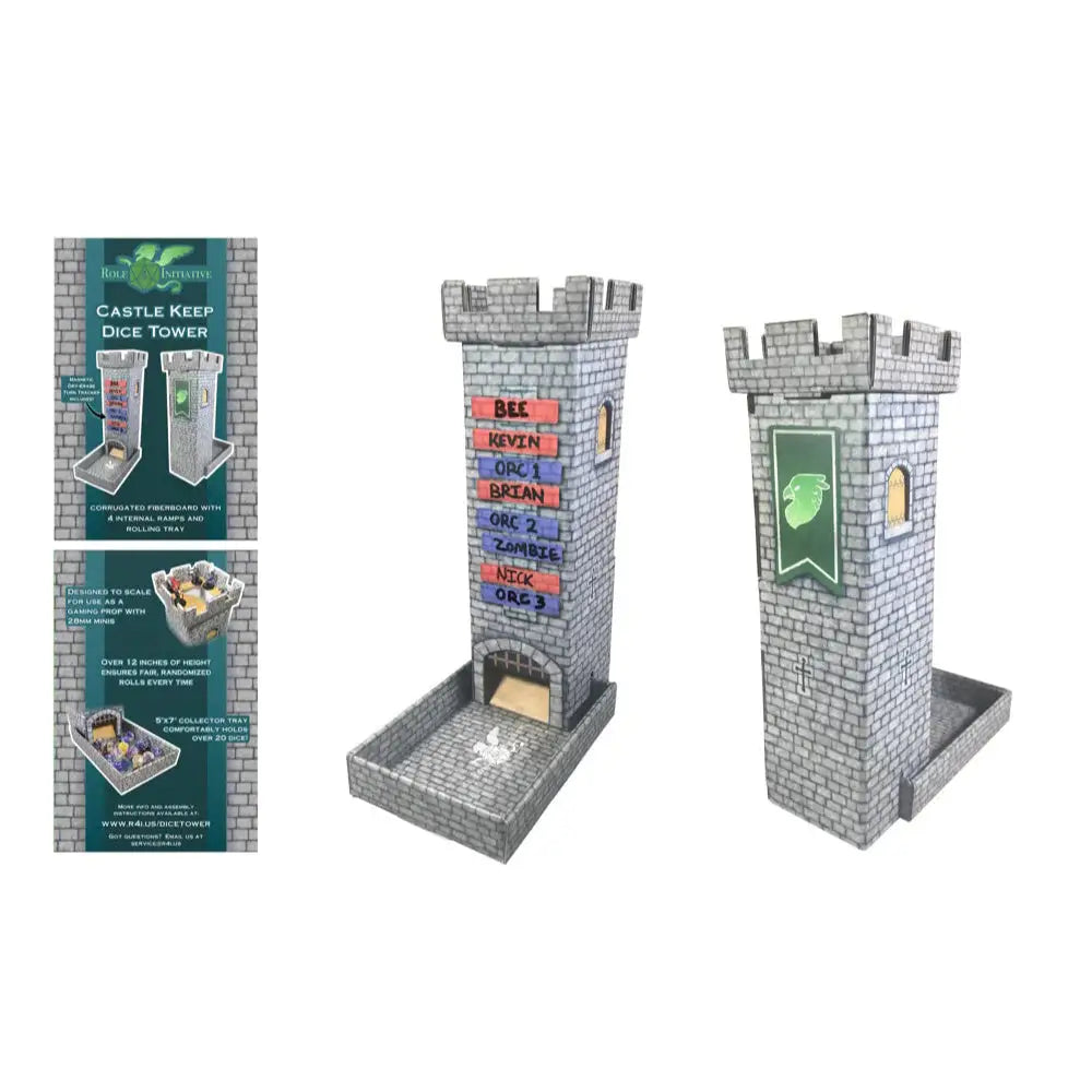 Castle Keep Dice Tower with Magnetic Dry-Erase Turn Tracker Dice & Dice Supplies Role for Initiative Castle Keep  
