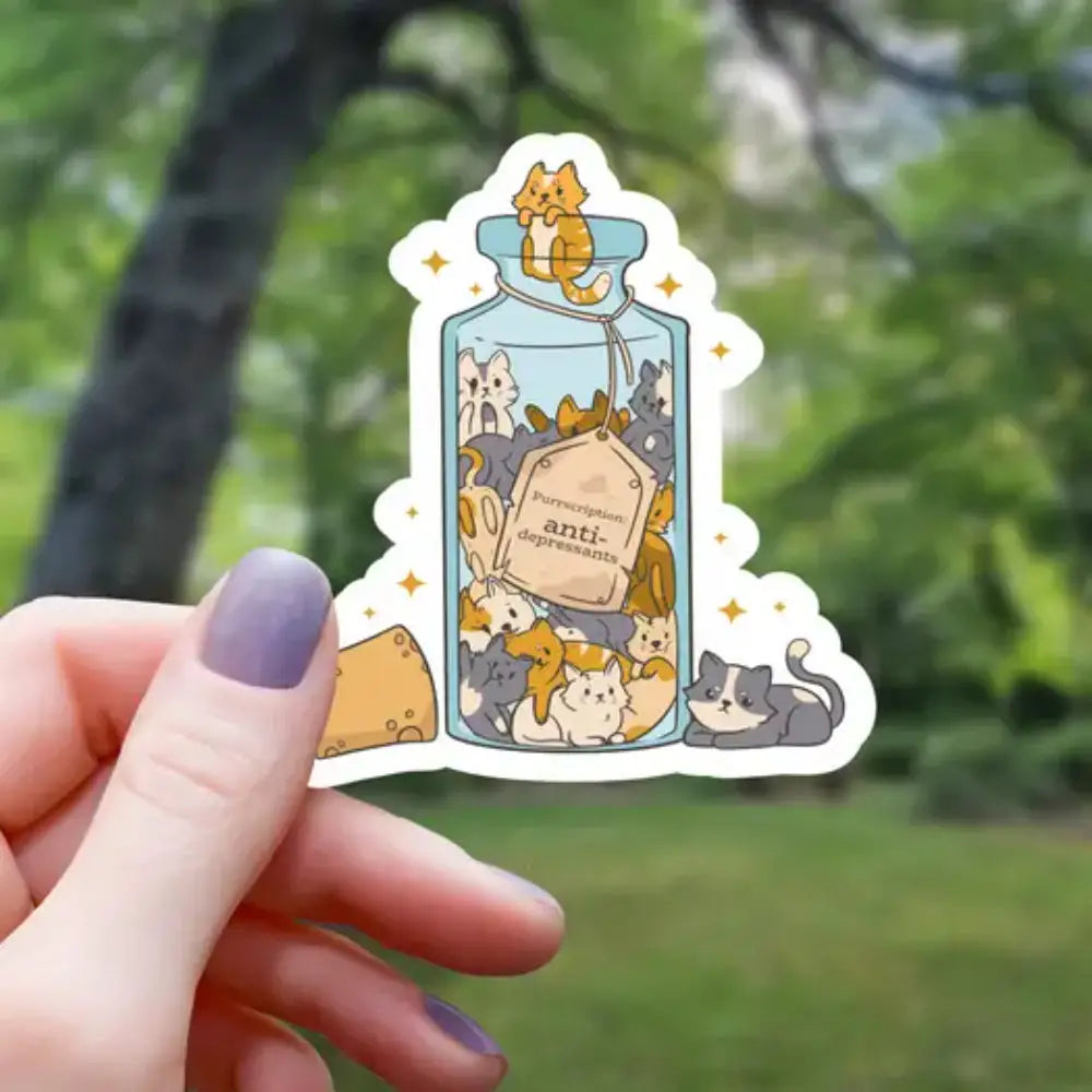 Cat Anti-Depressants Sticker - Gifts
