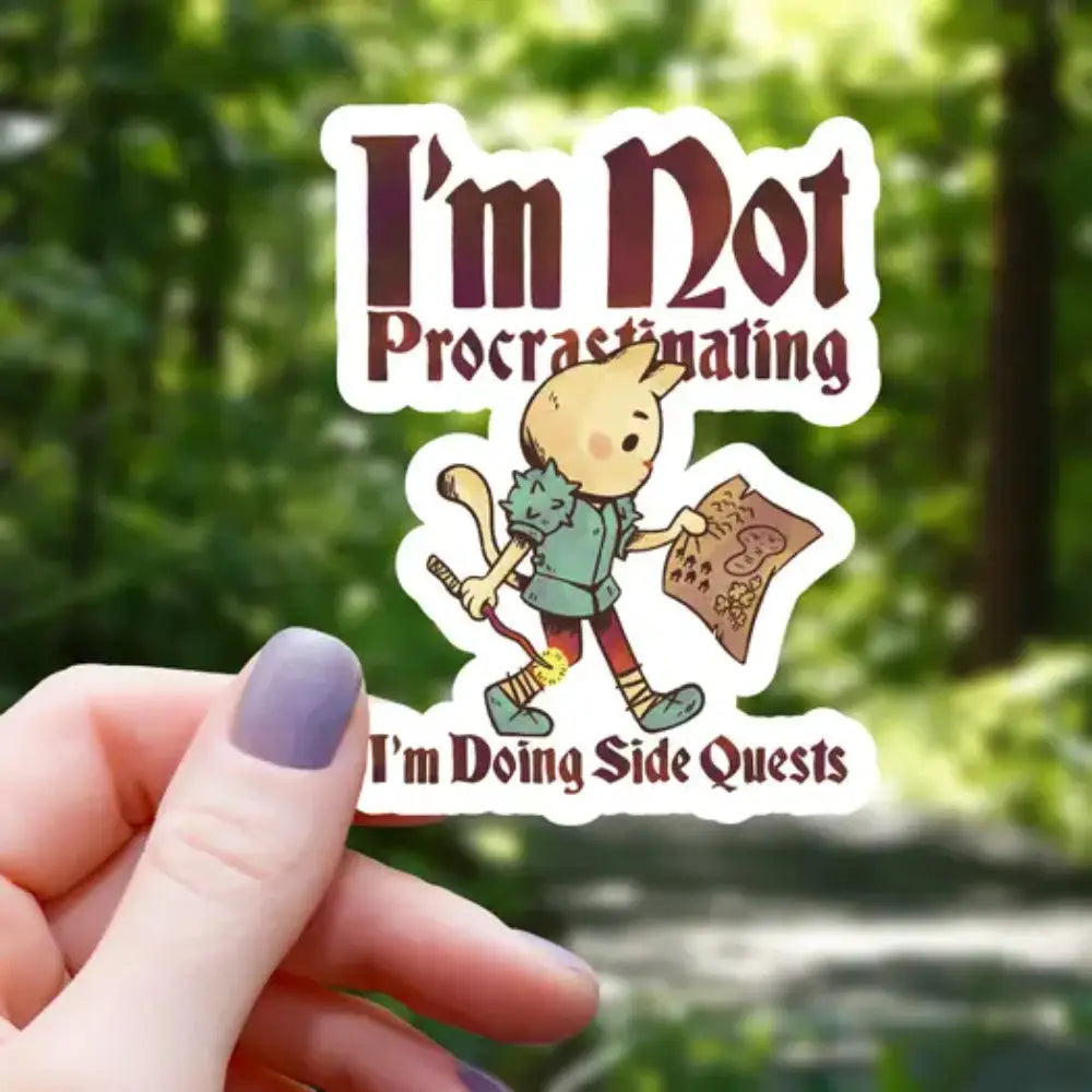 Cat Doing Side Quests Sticker - Gifts