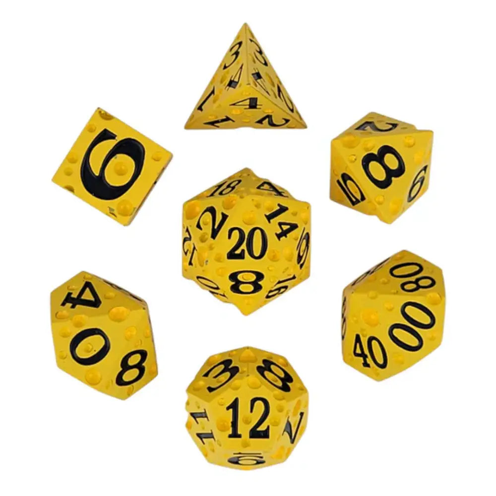 Cheese Metal Polyhedral (D&D) Dice Set (7) - Dice & Dice Supplies