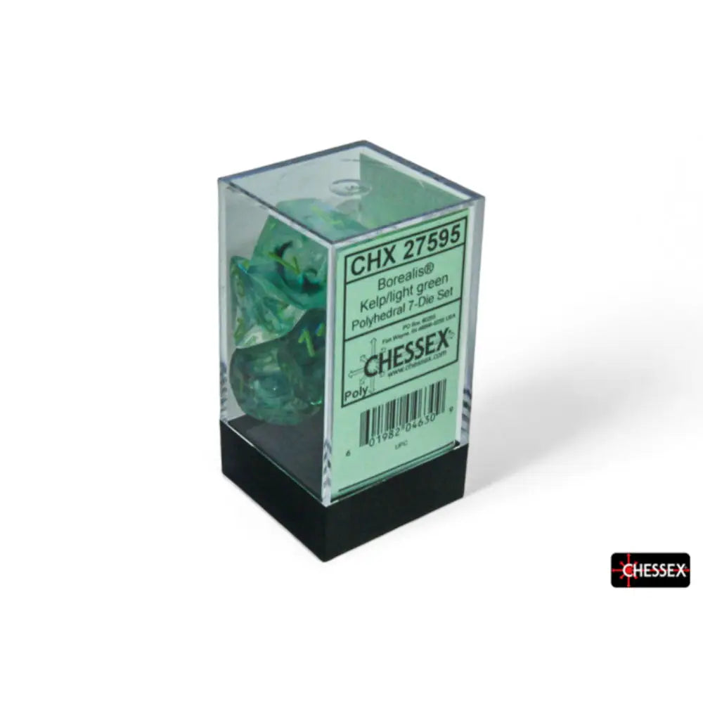 Chessex Borealis Luminary Kelp w/Light Green - Polyhedral (D&D) Dice Set (7) - Dice & Dice Supplies