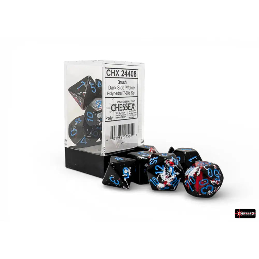 Chessex Brush Dark Side w/Blue - Polyhedral (D&D) Dice Set (7) - Dice & Dice Supplies