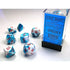 Chessex Gemini Astral Blue-White w/Red - Polyhedral (D&D) Dice Set (7) - Dice & Dice Supplies