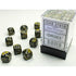 Chessex Leaf Black-Gold w/Silver - 12mm d6 Dice Block (36) OOP - Dice & Dice Supplies