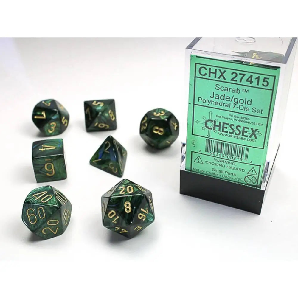Chessex Scarab Jade w/Gold Dice & Dice Supplies Chessex Polyhedral (D&D) Dice Set (7)  