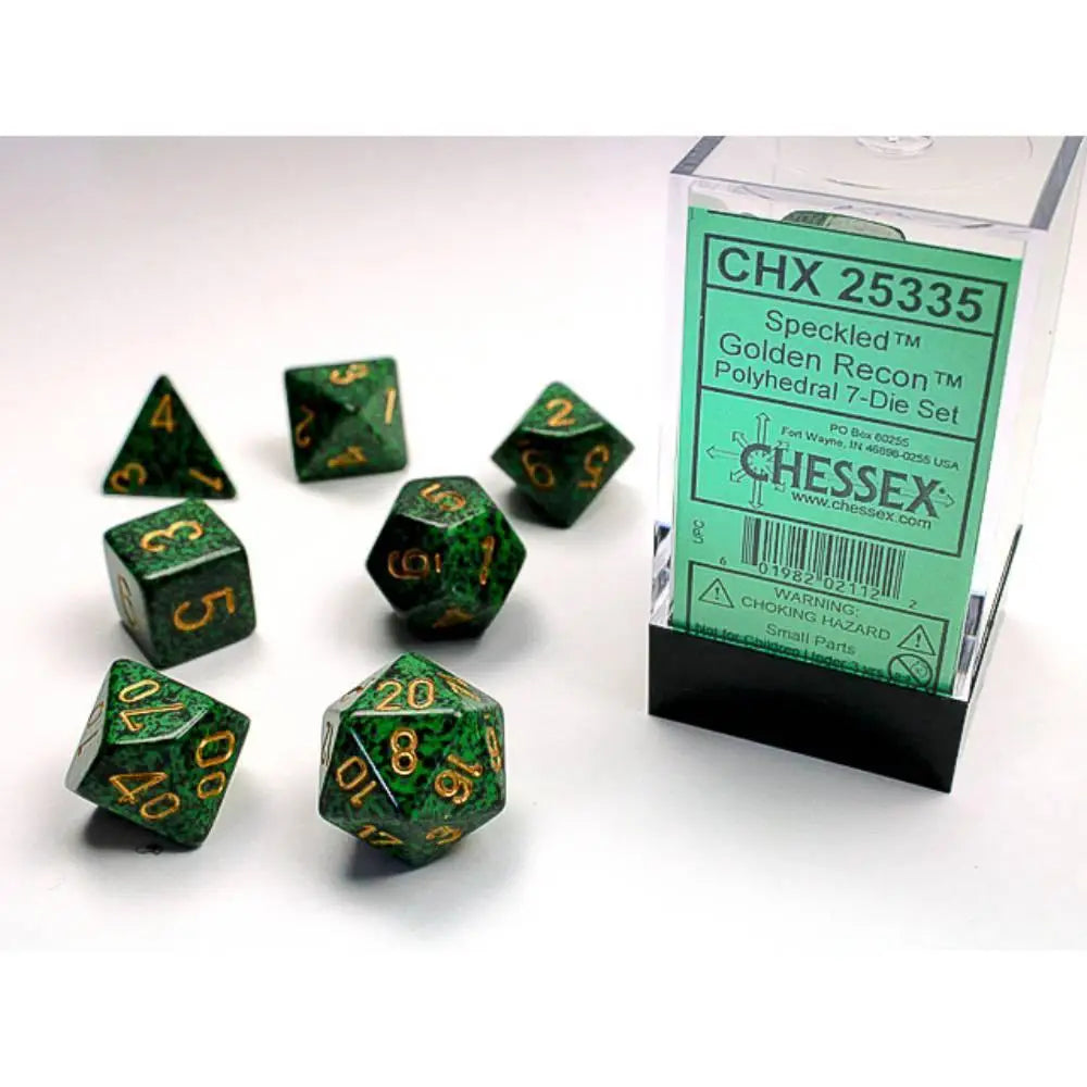Chessex Speckled Golden Recon Dice & Dice Supplies Chessex Polyhedral (D&D) Dice Set (7)  