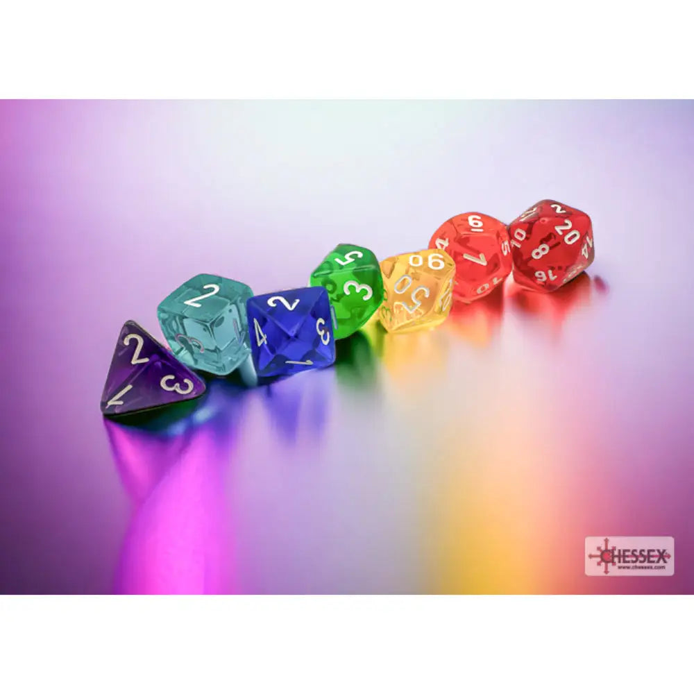 Chessex Translucent Prism GM and Beginner Player - Polyhedral (D&D) Dice Set (7) - Dice & Dice Supplies
