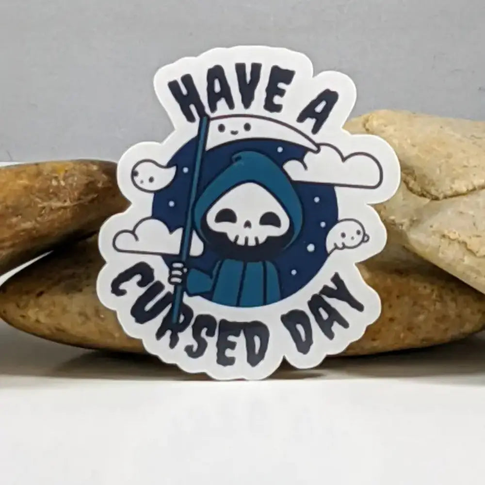 Chibi Grim Reaper Cursed Day Sticker - Gifts