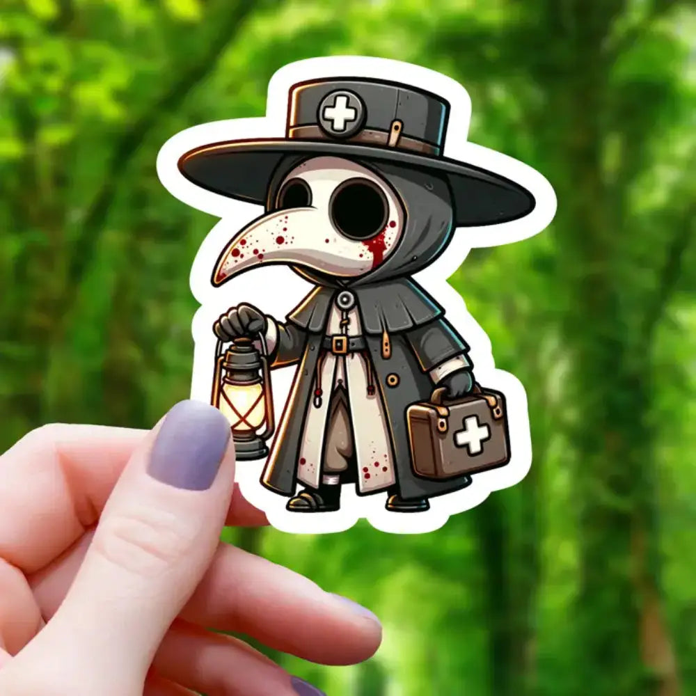 Chibi Plague Doctor Blood Spattered Sticker - Gifts