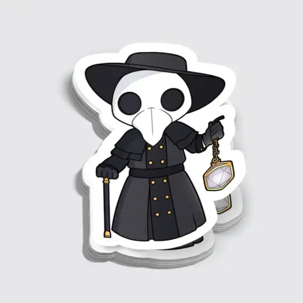 Chibi Plague Doctor With D20 Lantern Sticker - Gifts