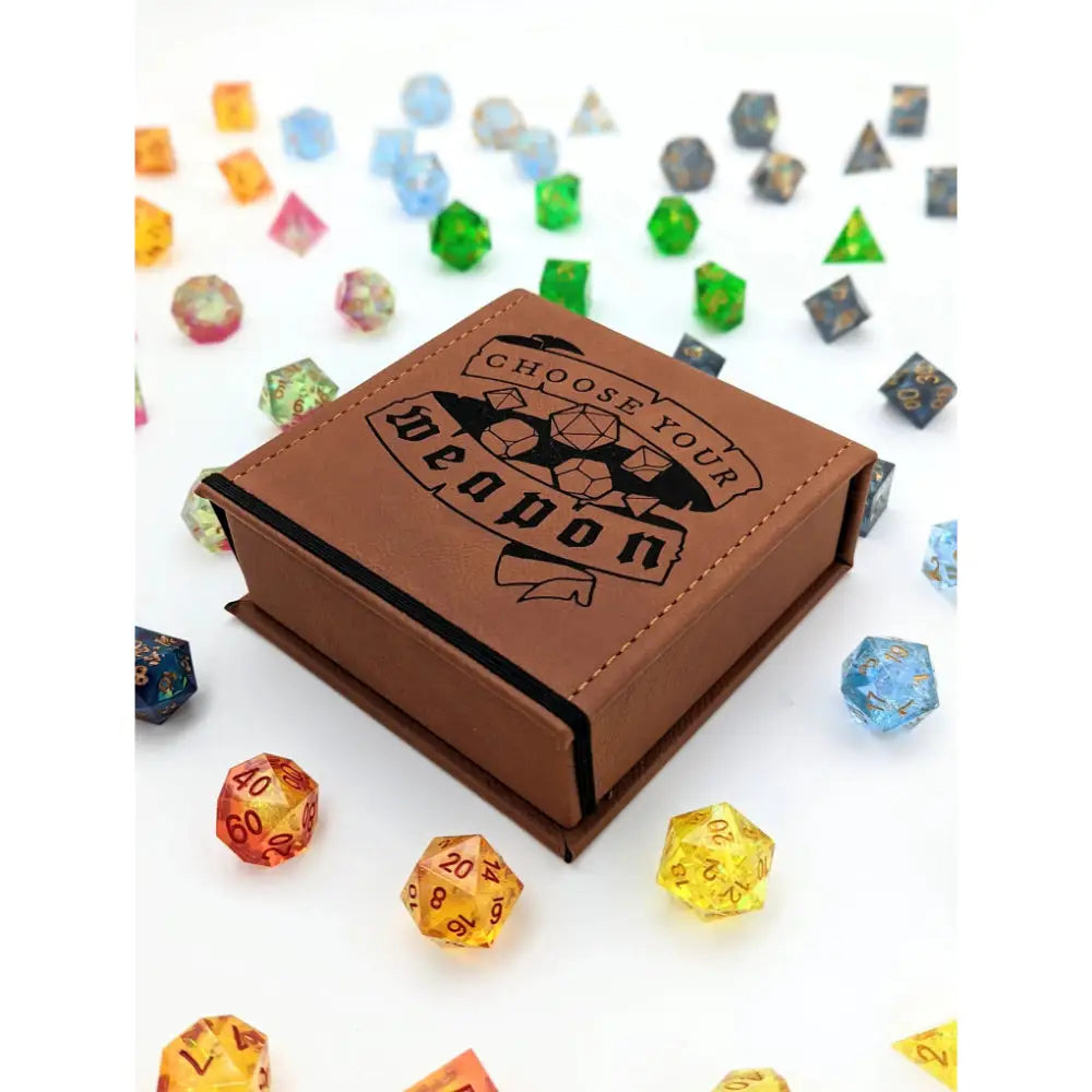 Choose Your Weapon - Vegan Leather Dice Box Dice & Dice Supplies North To South Designs   