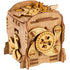 Cluebox 3 nautilus intricately designed wooden puzzle box with laser-cut gears and warm natural wood finish