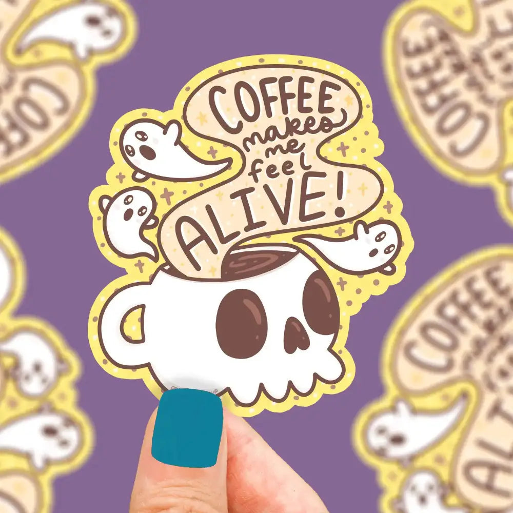 Coffee Makes Me Feel Alive Sticker - Gifts