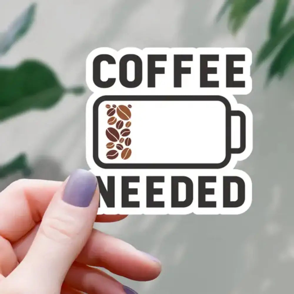 Coffee Needed Battery Sticker - Gifts