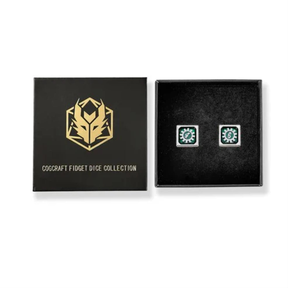 Cogcraft Fidget d6 Dice Set (2) - Green - Dice & Dice Supplies