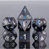 Comet Metal Polyhedral (D&D) Dice Set (7) - Blue on Black - Dice & Dice Supplies